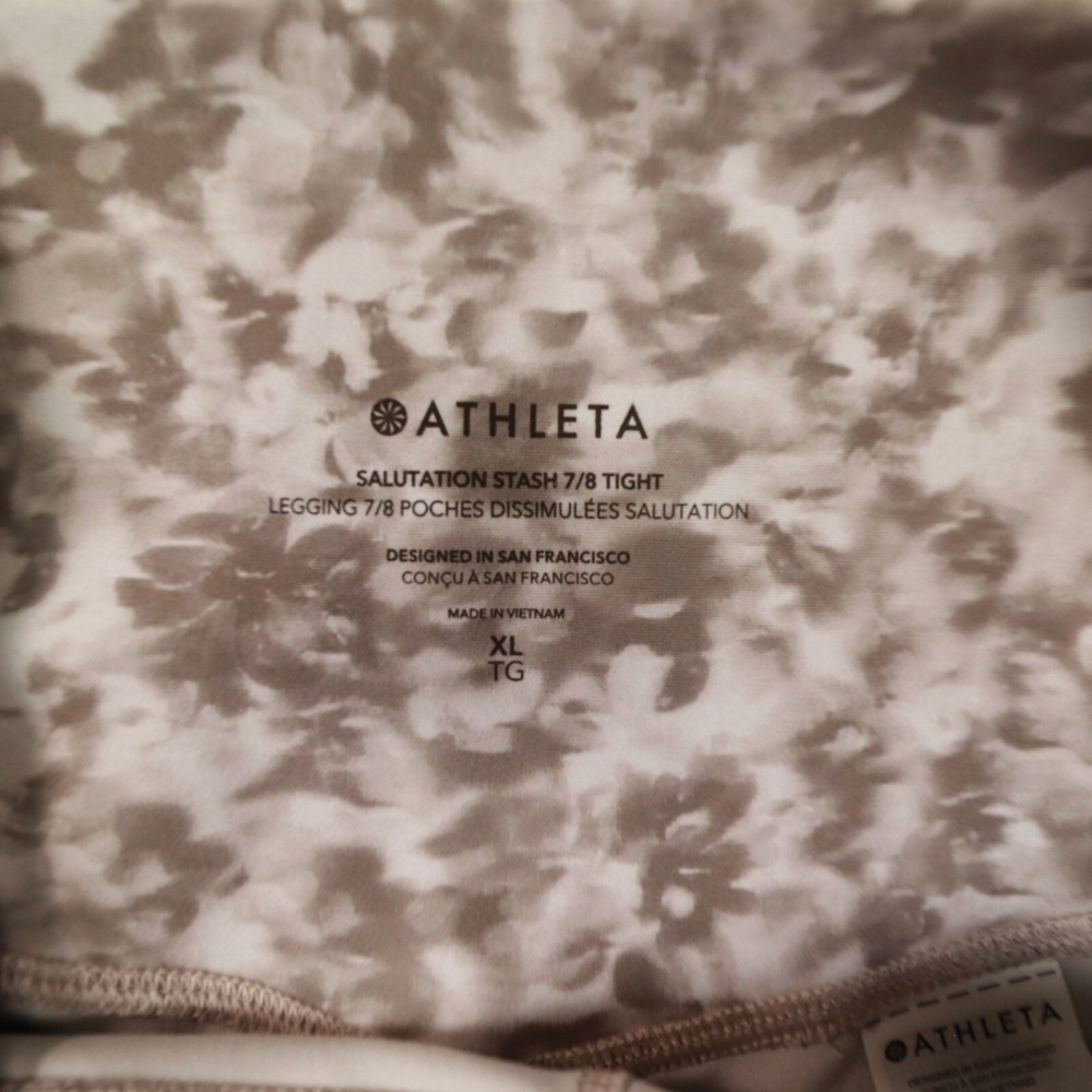 Athleta‎ Beige Brown Tie Dye Salutation Stash 7/8 tight size XL - Picture 2 of 10